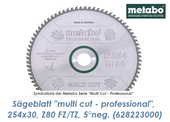 254 x 30mm Metabo Sägeblatt Multi Cut Professional Z80 FZ/TZ 5° NEG. (1 Stk.)