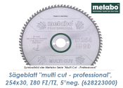 254 x 30mm Metabo Sägeblatt Multi Cut Professional...