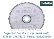 315 x 30mm Metabo Sägeblatt Multi Cut Professional...
