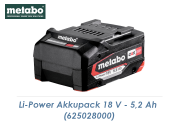 Metabo Li-Power Akkupack 18 V - 5,2 Ah  (1 Stk.)