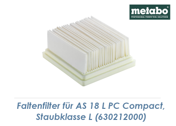 Metabo Faltenfilter für AS 18 L PC Compact Sauger (1 Stk.)