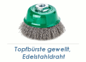 65 x 0,3mm Topfbürste gewellt Edelstahl  (1 Stk.)