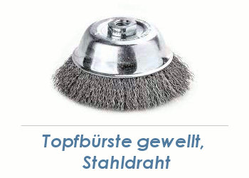 65 x 0,3mm Topfbürste gewellt Einzeldraht Stahl  (1 Stk.)