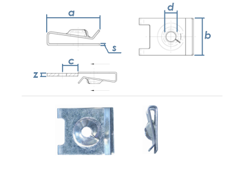 Aufschiebemutter 4,2 (Blechmutter). Für Blechtreibschraube mit 4,2mm  Kerndurchmesser. Abmessung: 16,50 x 11,20mm.