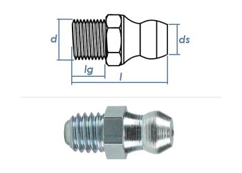 R1/8" Schmiernippel gerade DIN71412-A Stahl verzinkt (1 Stk.)