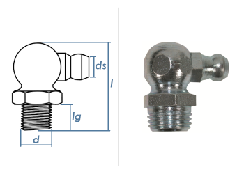 Winkelstück 45° (Schmiernippel) M 10x1 (konisch) AG - M 10x1 IG