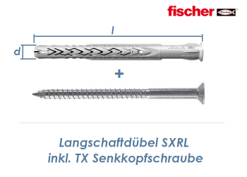 8 x 160mm Fischer Langschaftdübel SXRL-T inkl. TX30 Schraube (1 Stk.)