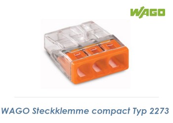 3-polige WAGO Klemme compact 0,5 - 2,5mm2 (1 Stk.)