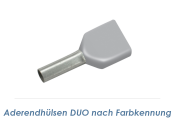 4 x 17mm Duo-Aderendhülsen isoliert grau (10 Stk.)