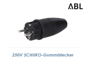 250V/16A Schutzkontakt Gummi-Stecker schwarz (1 Stk.)