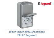 Wechselschalter/Steckdose Kombination Legrand FR-AP grau...