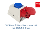 400V/16A PCE CEE-Kombidose weiß/rot/blau (1 Stk.)
