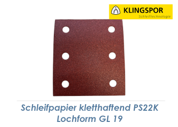K40 Schleifpapier 115 x 103mm - Lochform GL19 (1 Stk.)