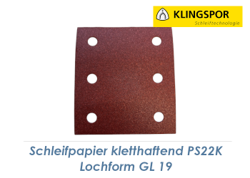 K120 Schleifpapier 115 x 103mm - Lochform GL19 (1 Stk.)