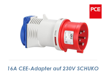 400V/16A CEE-Adapter auf 230V rot/weiß/blau (1 Stk.)