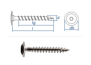 5 x 30mm Holzbauschrauben TX Tellerkopf Edelstahl A2  (10 Stk.)