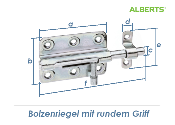 80 x 59mm Bolzenriegel mit rundem Griff verzinkt - Schr