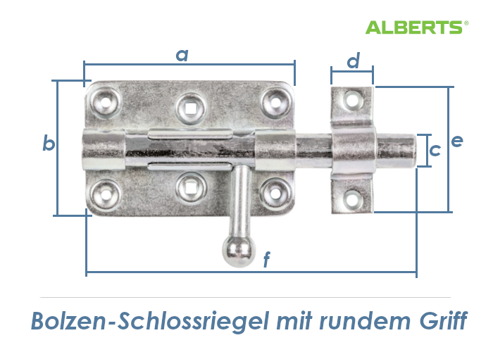 99 x 68mm Bolzen-Schlossriegel mit rundem Griff verzink