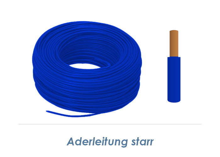 1,5mm2 Aderleitung starr H07V-U blau (100m Bund) - Schr
