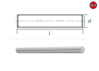 M16 x 1000mm Gewindestange DIN975 Edelstahl A4 (1 Stk.)