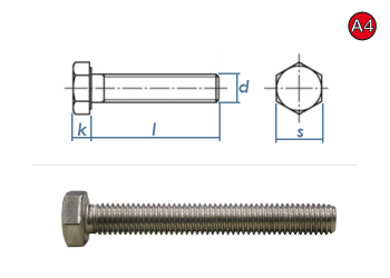 M6 x 20mm Sechskantschrauben DIN933 Vollgewinde Edelstahl A4 (10 Stk.)