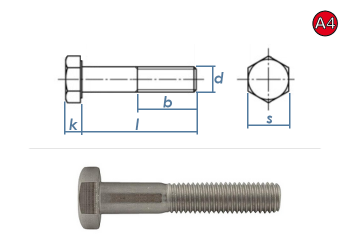 M6 x 35mm Sechskantschrauben DIN931 Teilgewinde Edelstahl A4 (10 Stk.)