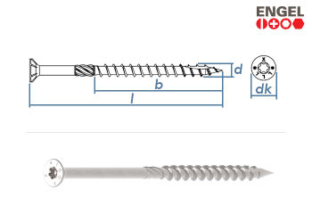 4 x 40mm Holzbauschrauben E-Jet TX mit Fräsrippen verzinkt (100 Stk.)