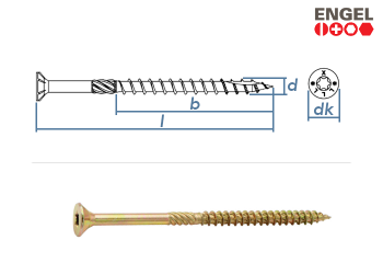 6 x 220mm Holzbauschrauben E-Jet TX mit Fräsrippen gelb verzinkt (1 Stk.)