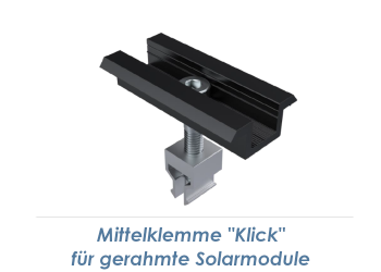 30-34mm Mittelklemme "Klick" Alu schwarz eloxiert, vormontiert (1 Stk.)