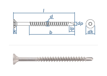 3,2 x 40mm Zierkopfschrauben TX Edelstahl C1 gehärtet 