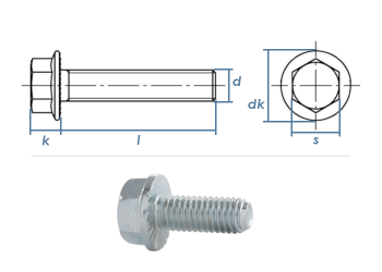 M5 x 20mm Sechskantschrauben mit Flansch und Sperrverz. ähnl. DIN6921 Stahl verzinkt FKL8.8 (10 Stk.)