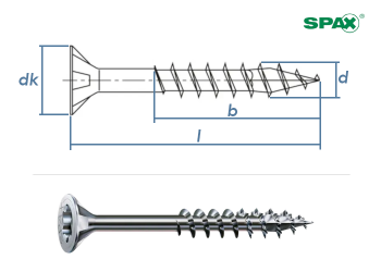 8 x 140mm SPAX Konstruktionsschrauben TX Senkkopf Stahl Wirox-silber (1 Stk.)