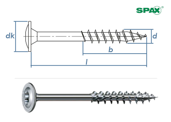8 x 260mm SPAX Konstruktionsschrauben TX Tellerkopf Stahl Wirox-silber (1 Stk.)
