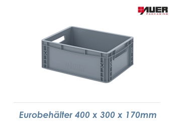 400 x 300 x 170mm Eurobehälter Grau offen (1 Stk.)