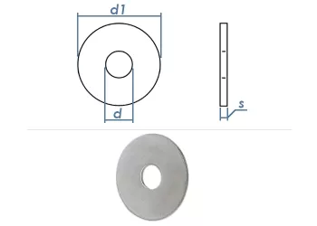 4,3 x 25 x 1,25mm Kotflügelscheiben Stahl verzinkt (100 Stk.)