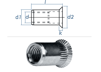 M6 x 8,9 x 16mm Blindnietmutter Senkkopf Stahl verzinkt (10 Stk.)