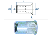 M5 x 6,9 x 11,5mm Blindnietmutter Mini-Senkkopf Stahl...