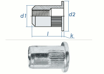 M8 x 10,9 x 21mm Blindnietmutter Flachkopf AlMg5 (10 Stk.)