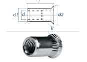 M6 x 8,9 x 16mm Blindnietmutter Senkkopf AlMg5 (10 Stk.)