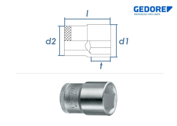 SW36 GEDORE Sechskant-Steckschlüssel mit 1/2" Antrieb verchromt  (1 Stk.)