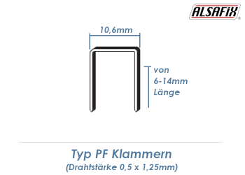 10mm Klammern Typ PF (1 Pkg. zu 5000 Stk.)