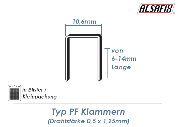 9mm Klammern Typ PF (1 Pkg. zu 1440 Stk.)