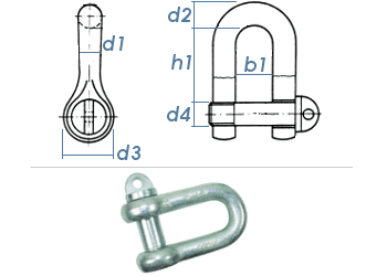 M8 Schäkel mit Kragenbolzen DIN 82101-A verzinkt - Schr