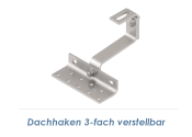 140 x 56 x 6mm Dachhaken 3-fach verstellbar Edelstahl A2...