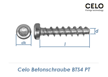 4 x 25mm Betonschrauben BTS4 TX mit  Linsenkopf (10 Stk.)