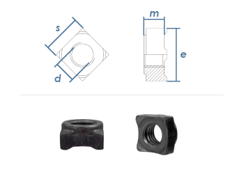 M8 Vierkant-Schweißmutter DIN928 Stahl blank (10 Stk.)