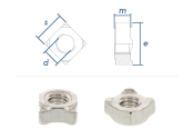 M8 Vierkant-Schweißmutter DIN928 Edelstahl A2 (10...