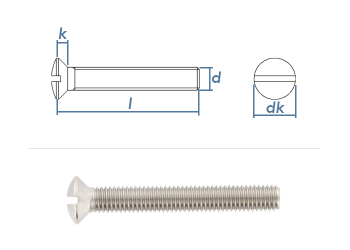 M8 x 40mm Linsensenkschraube DIN964 Edelstahl A2 (10 Stk.)
