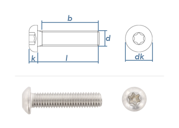 M8 x 12mm Linsenflachkopfschraube TX ISO7380-1 Edelstahl A2 (10 Stk.)