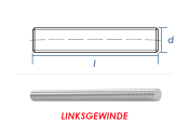 ***RESTPOSTEN*** M20 x 1000mm Gewindestange LINKS DIN975...